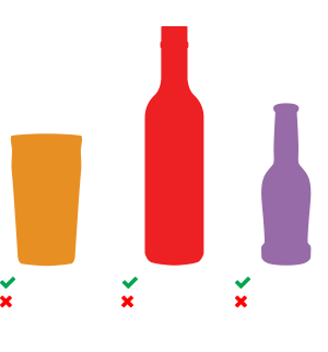 Graphic showing ABV for beer, wine and spirits